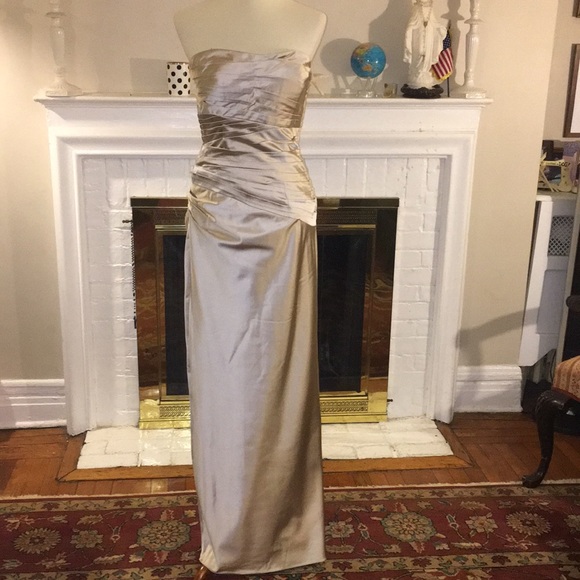 Niteline Dresses & Skirts - NITELINE Champagne Satin evening Gown